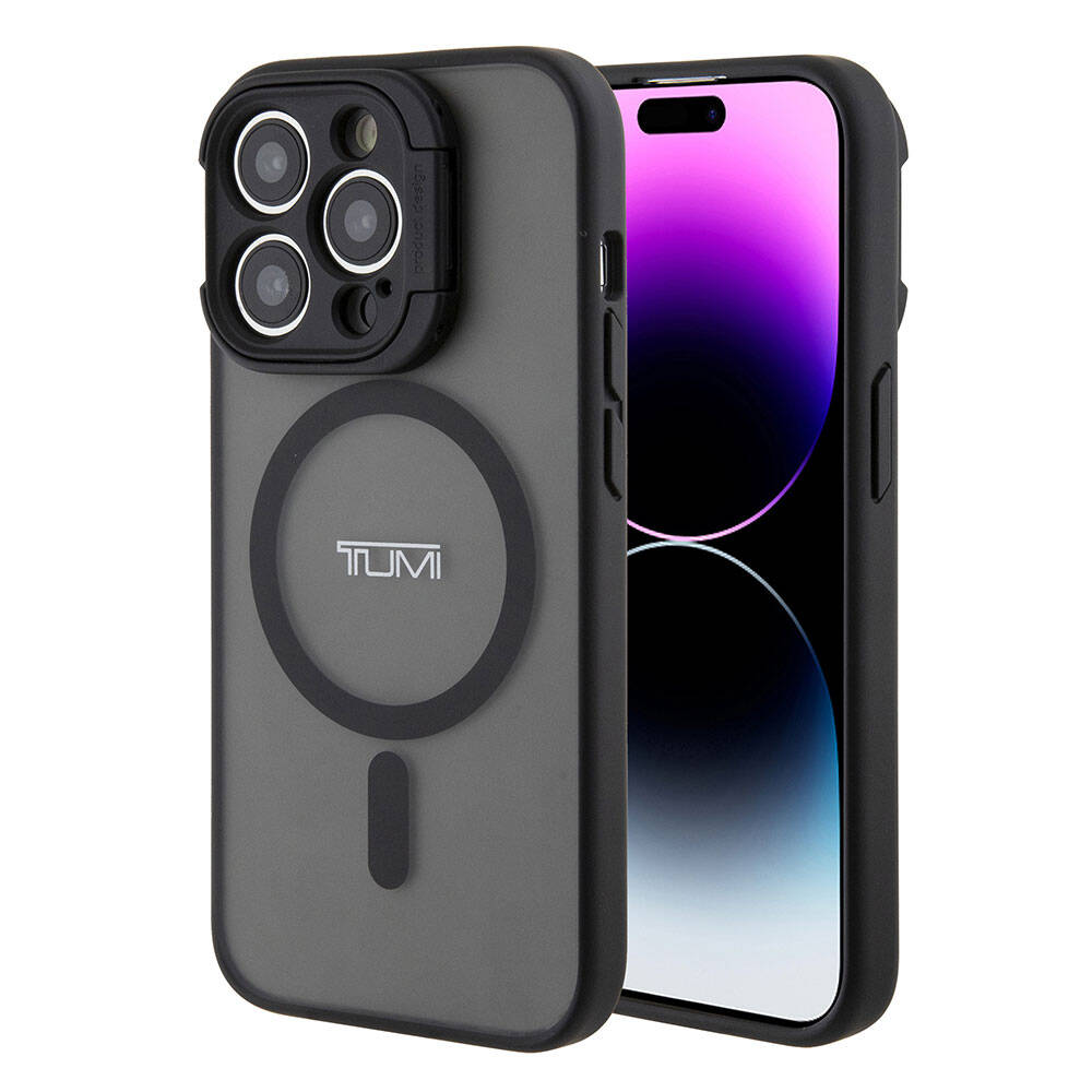 Apple iPhone 15 Pro Max Kılıf TUMI Orjinal Lisanslı M-safe Şarj Özellikli Kamera Standlı Buzlu Mat Kapak image