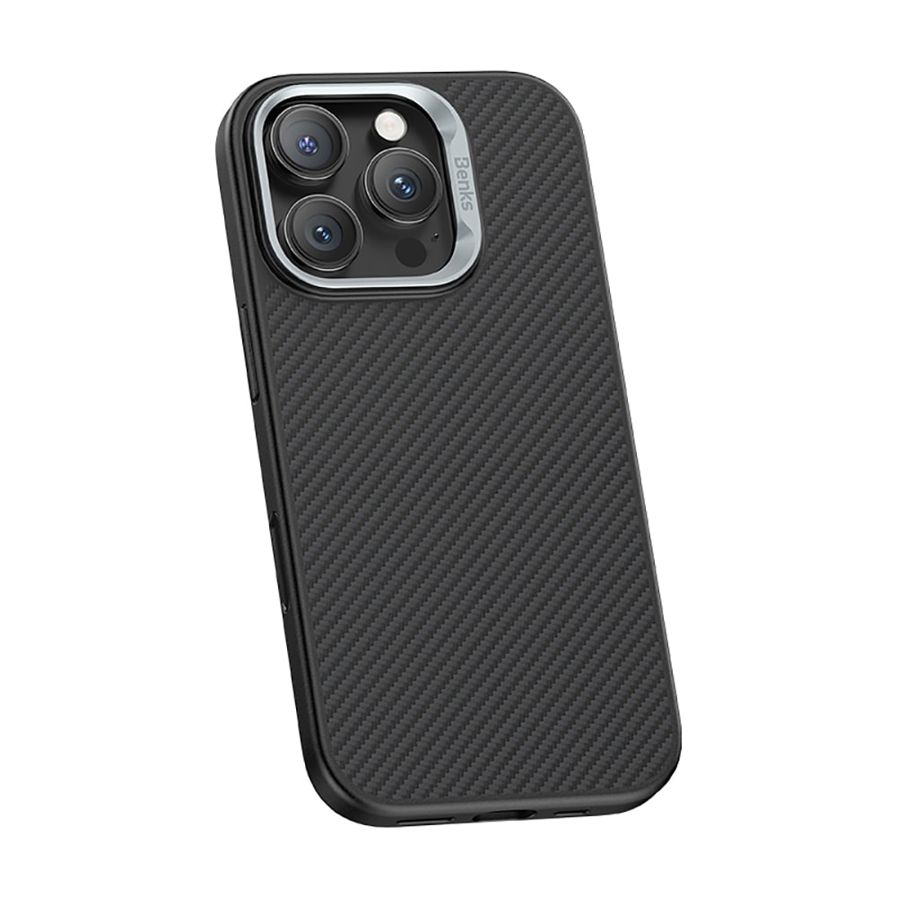 Apple iPhone 16 Pro Max Kılıf Karbon Fiber M-safe Şarj Özellikli Kamera Kontrol Butonlu Benks Hybrid ArmorPro 600D Kevlar Kapak