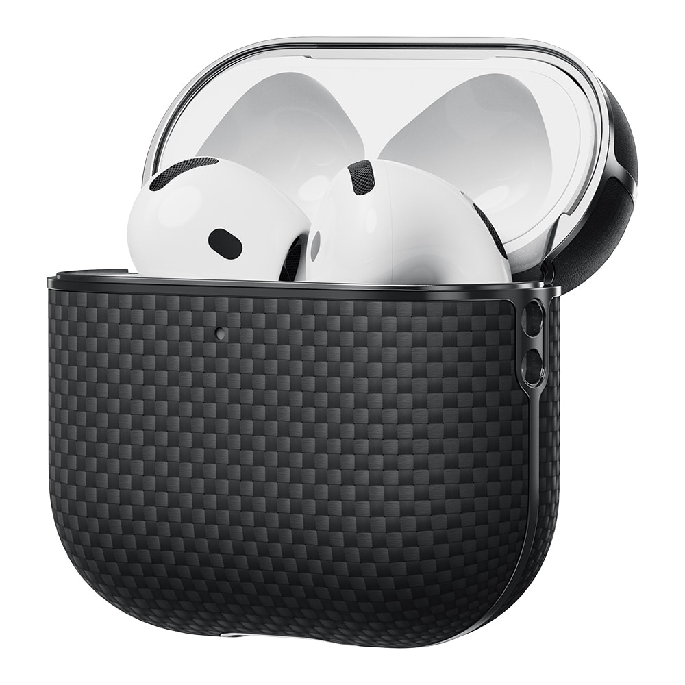 Apple Airpods Pro 2 Kılıf 1500D Aramid Fiber Pitaka Ultra-Slim Classic Serisi Black-Grey Twill Kapak