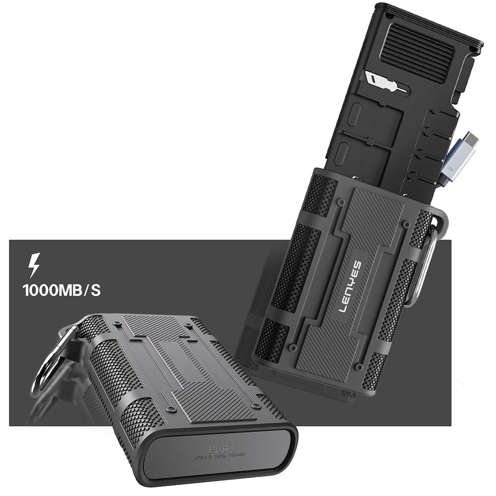 Lenyes LCR02 Type-C Kablolu Su Geçirmez Çoklu Kart Depolama ve Okuyucu Kutusu 10 Gbps