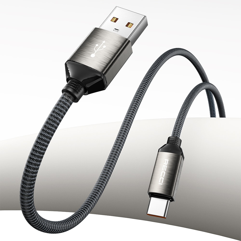 Recci RS35C USB-A to Type-C Örgü Tasarımlı Hızlı Şarj Özellikli Data ve Şarj Kablosu 1M
