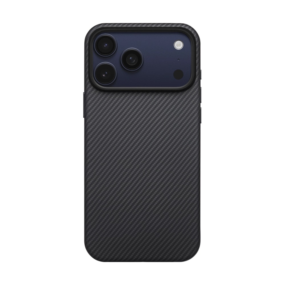 Apple iPhone 17 Pro Max Kılıf M-safe Şarj Özellikli 1500D Aramid Fiber Pitaka Military-Grade Classic Serisi Black-Grey Twill Kapak image
