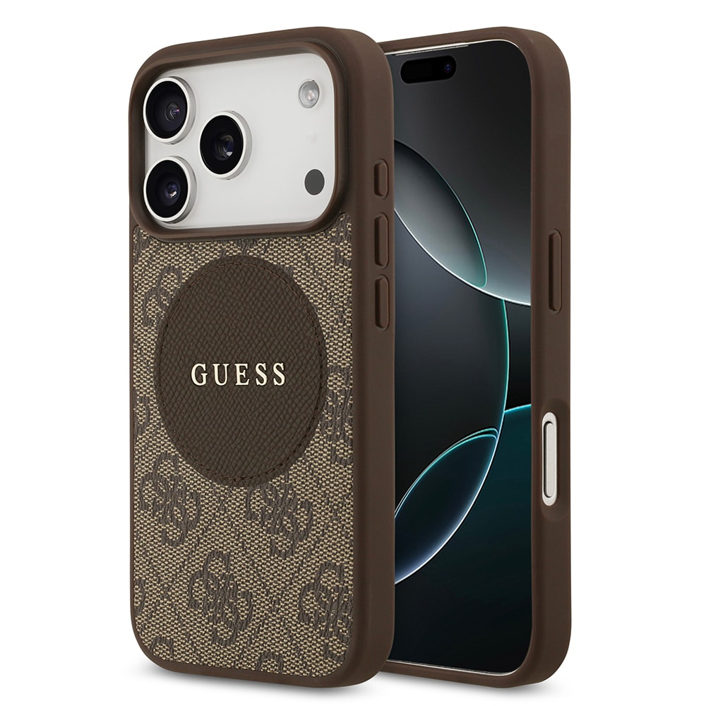 Apple iPhone 17 Pro Kılıf Guess Orjinal Lisanslı M-safe Şarj Özellikli Yazı Logolu Circle Classic Kapak image