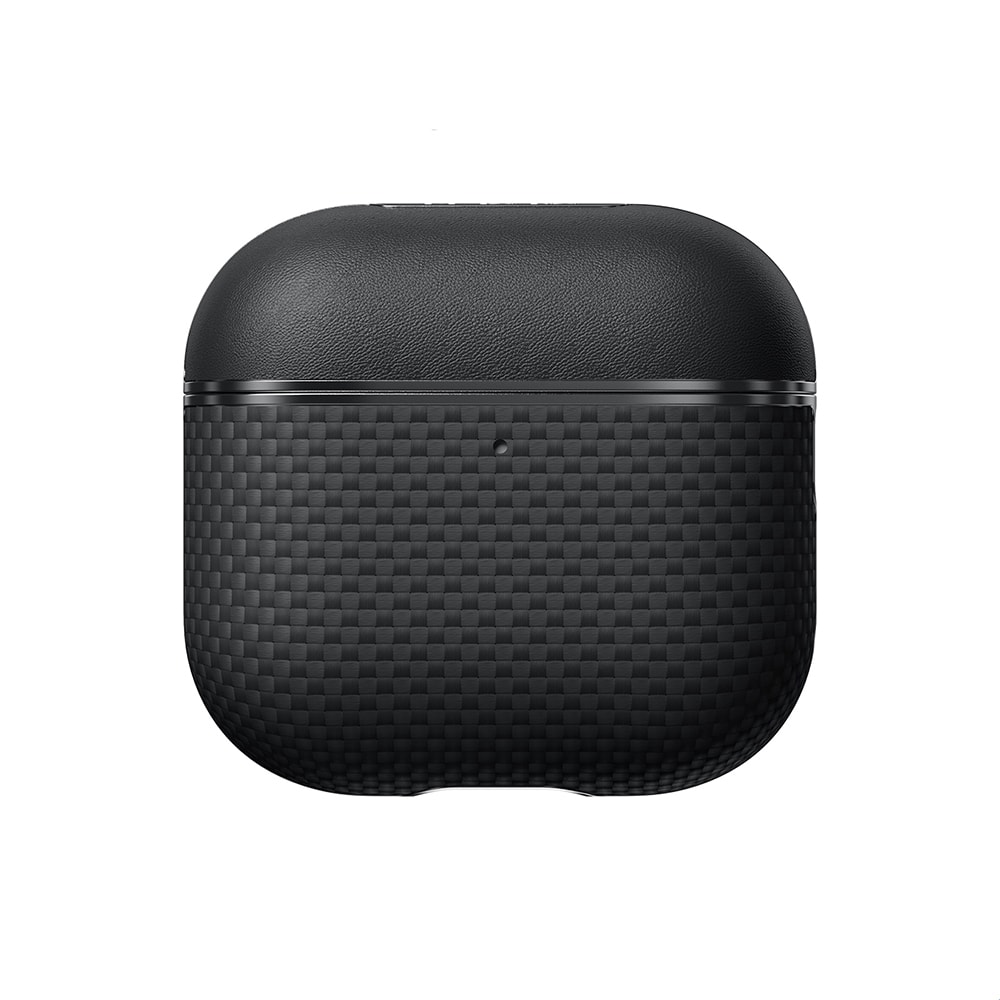 Apple Airpods 4 Kılıf 1500D Aramid Fiber Pitaka Ultra-Slim Classic Serisi Black-Grey Twill Kapak