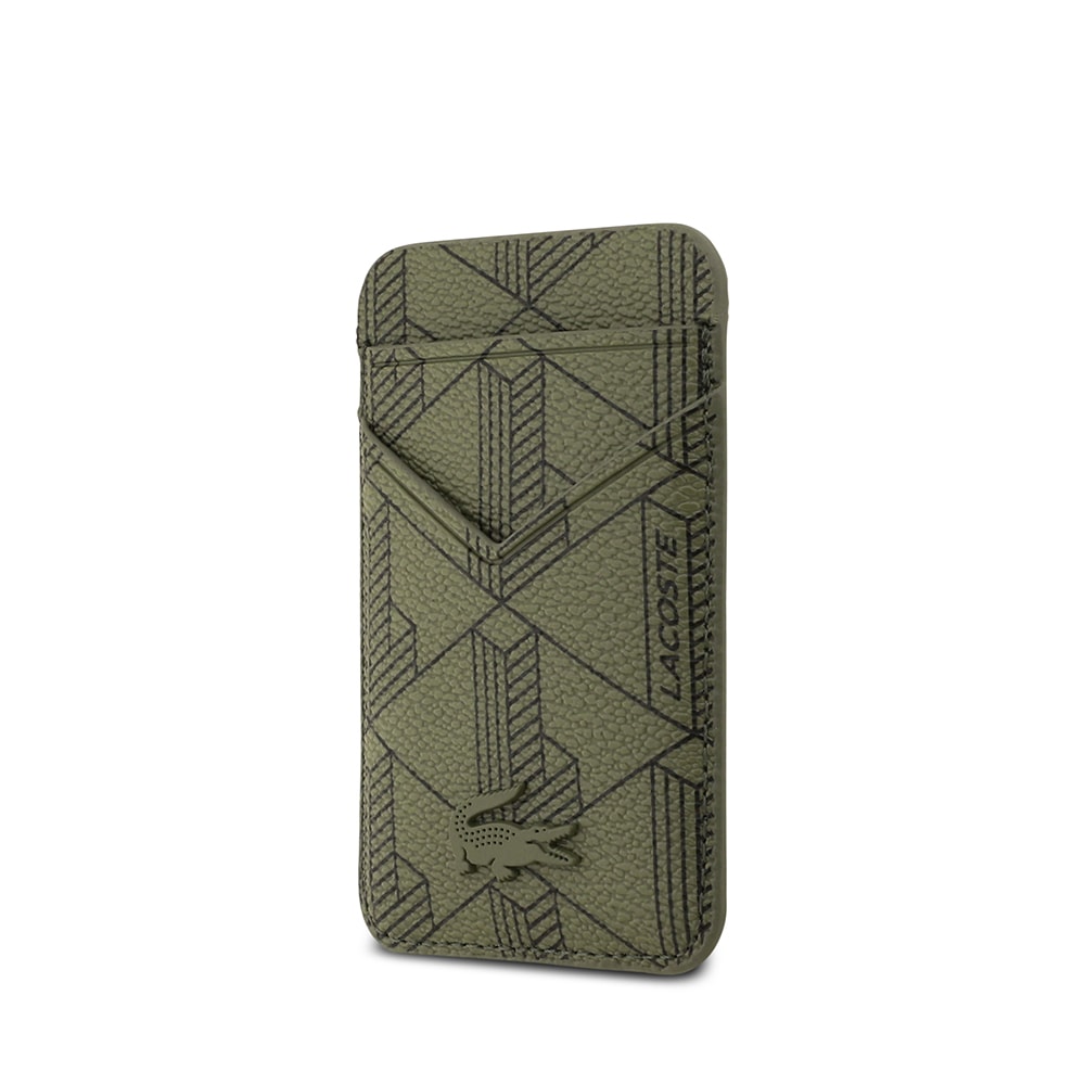 Apple iPhone 17 Pro Max Kılıf Lacoste Orjinal Lisanslı M-safe Şarj Özellikli PU Deri Tasarımlı Kartlıklı Karışık Monogram Desenli Kapak