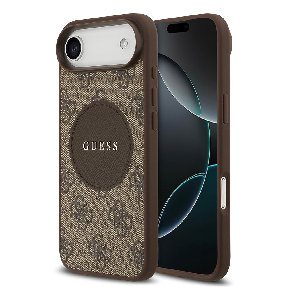 Apple iPhone 17 Air Kılıf Guess Orjinal Lisanslı M-safe Şarj Özellikli Yazı Logolu Circle Classic Kapak image