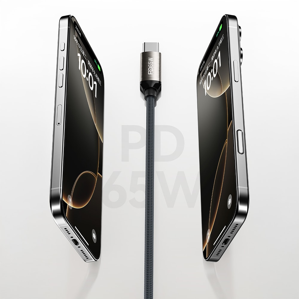 Recci RS35CC Type-C to Type-C PD 65W Örgü Tasarımlı Hızlı Şarj Özellikli Data ve Şarj Kablosu 1M