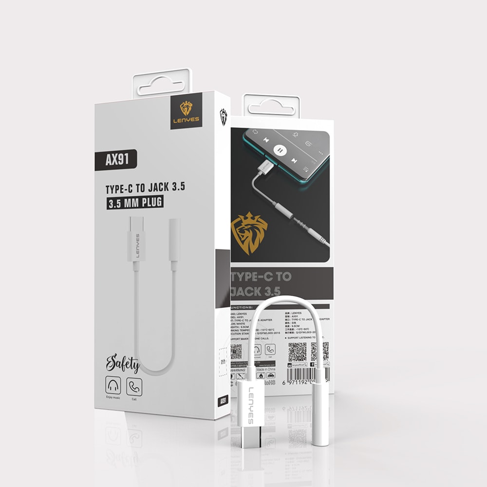 Lenyes AX91 Type-C to 3.5mm Hi-Fi Aux Çevirici Ses Adaptörü