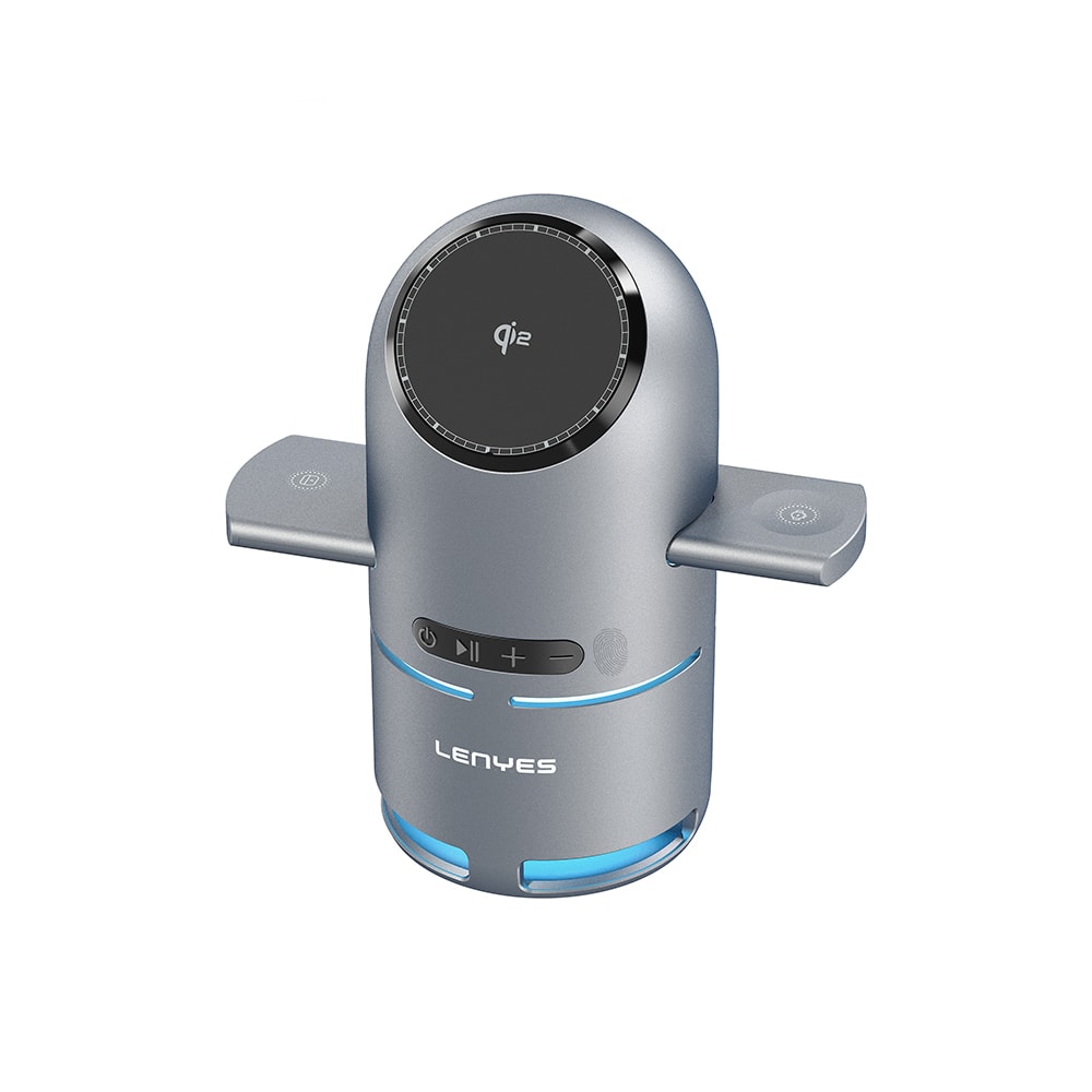 Lenyes PW321 Qi2 Şarj Teknolojili Bluetooth Speaker Hoparlör Özellikli Telefon&Akıllı Saat&Kulaklık 15W 4in1 Kablosuz Şarj Standı image