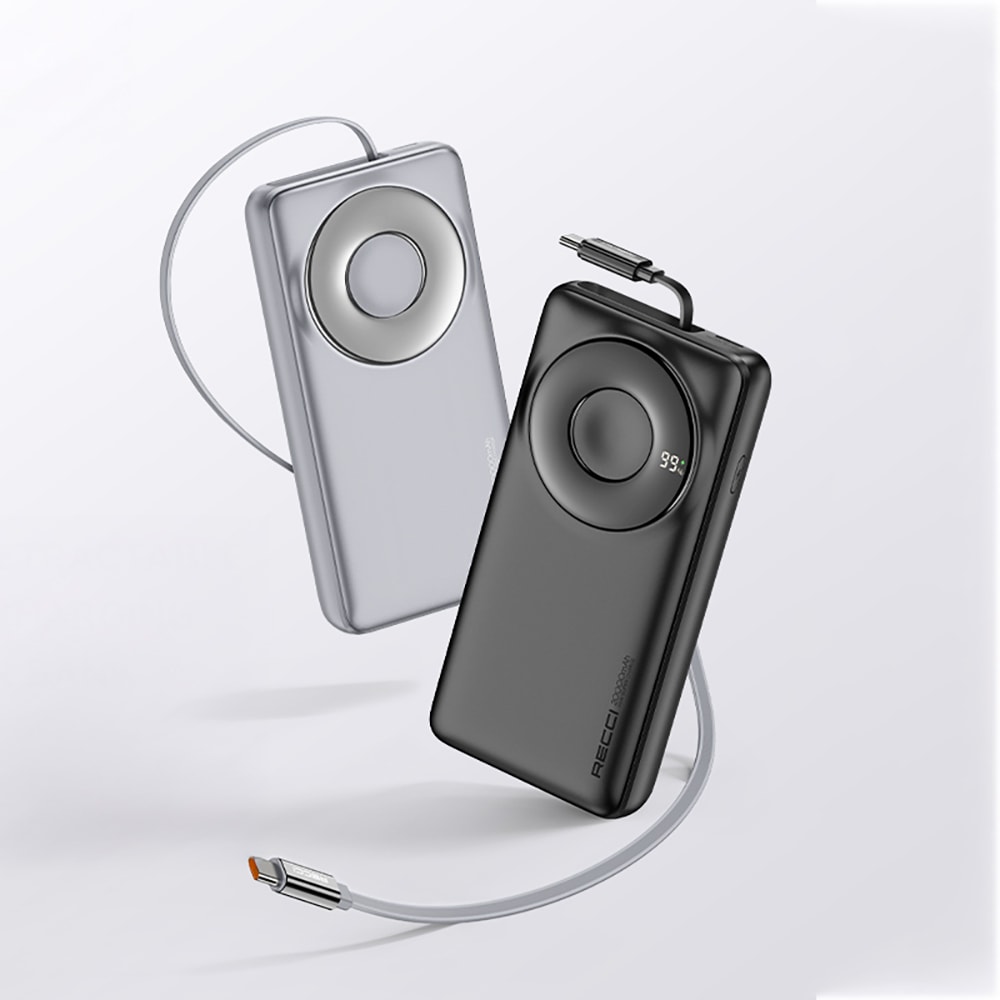 Recci RPB-P72 Hızlı Şarj Özellikli Type-C Kablolu Powerbank 65W 20.000mAh