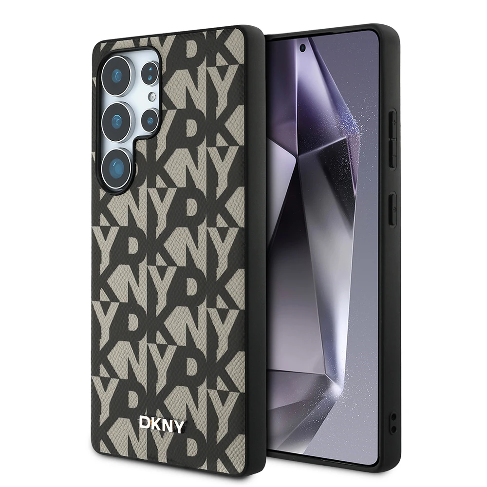 Galaxy S25 Ultra Kılıf DKNY Orjinal Lisanslı M-safe Şarj Özellikli 3D Yazılı Grid Pattern Kapak image