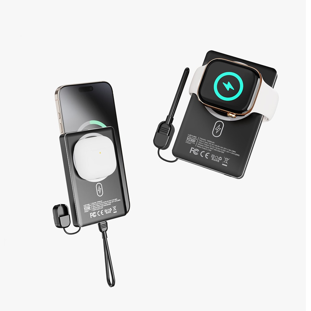 Lenyes PW1005D Standlı Akıllı Saat Kablosuz Şarj Özellikli Wireless Powerbank 20W 10000mAh