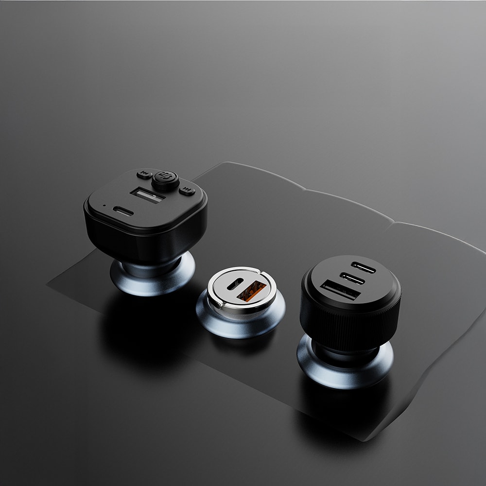 Lenyes CA60 Hızlı Şarj Özellikli Dual Type-C + USB-A Portlu Mini Araç Şarj Aleti PD 45W