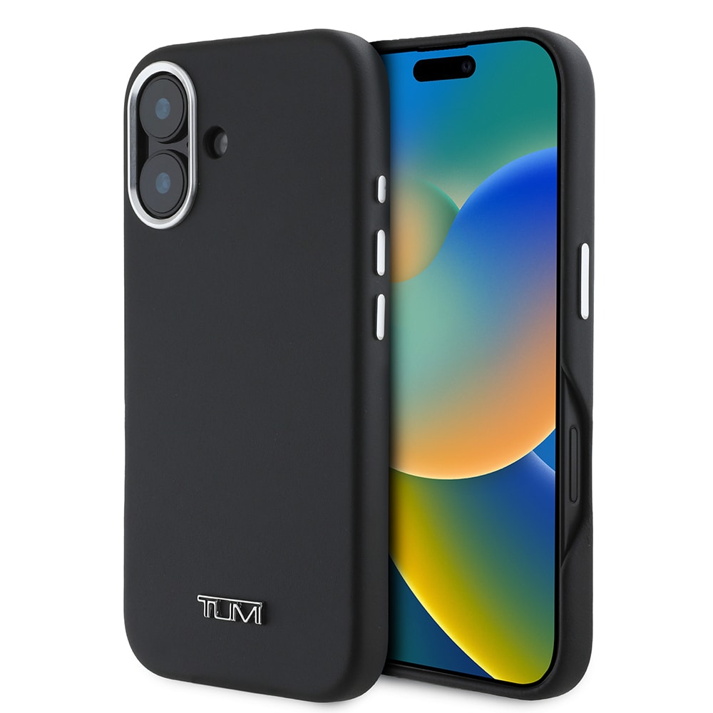 Apple iPhone 16 Kılıf TUMI Orjinal Lisanslı M-safe Şarj Özellikli Metal Yazı Logolu PU Deri Kapak