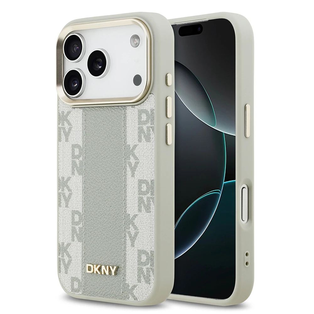 Apple iPhone 17 Pro Kılıf DKNY Orjinal Lisanslı M-safe Şarj Özellikli 3D Yazılı Checkered Pattern Kapak image