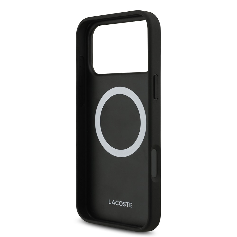 Apple iPhone 17 Pro Max Kılıf Lacoste Orjinal Lisanslı M-safe Şarj Özellikli PU Deri Tasarımlı Metal Logolu Kapak