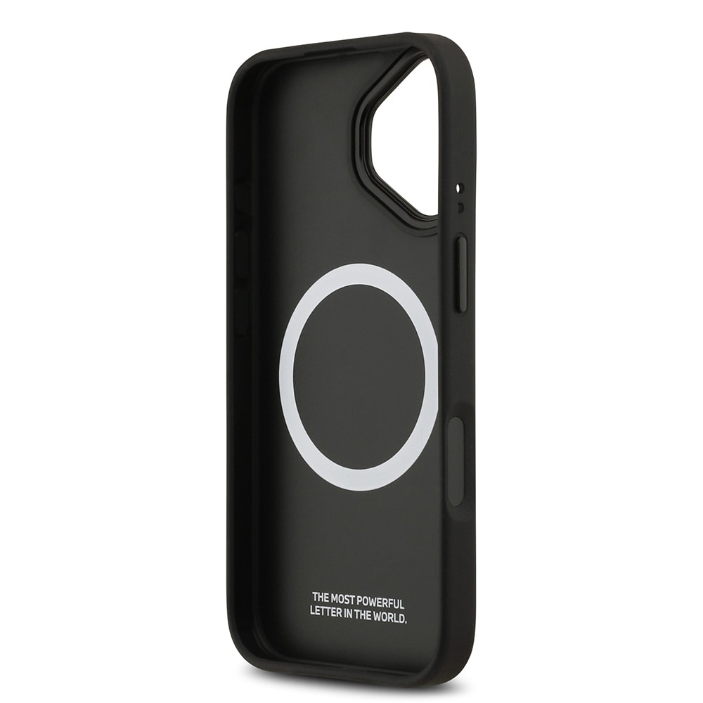 Apple iPhone 17 Kılıf BMW Orjinal Lisanslı M-safe Şarj Özellikli M Logolu Üç Şeritli Delikli Deri Kapak