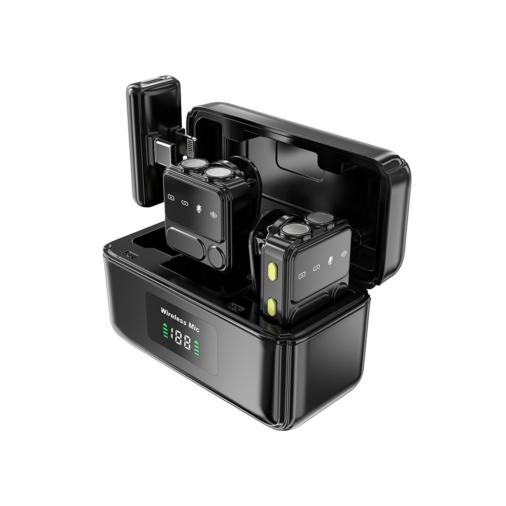 Wiwu Wi-WM005 2in1 Type-C ve Lightning Portlu ANC Özellikli Kablosuz Yaka Mikrofonu