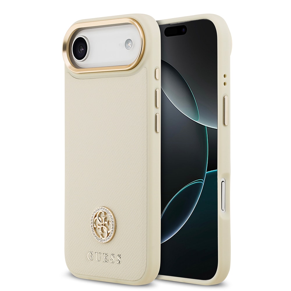 Apple iPhone 17 Air Kılıf Guess Orjinal Lisanslı M-safe Şarj Özellikli Grained Yazı ve Taşlı 4G Logolu Kapak main variant image