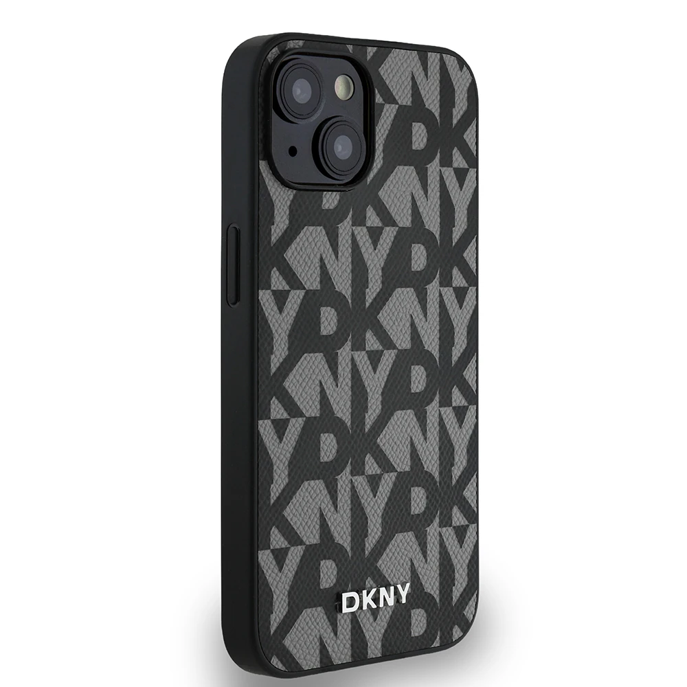 iPhone 14 Kılıf DKNY Orjinal Lisanslı M-safe Şarj Özellikli 3D Yazılı Grid Pattern Kapak