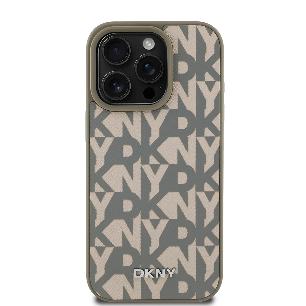 iPhone 16 Pro Kılıf DKNY Orjinal Lisanslı M-safe Şarj Özellikli 3D Yazılı Grid Pattern Kapak image