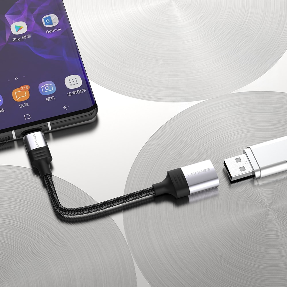 Lenyes AX122 USB to Type-C Dönüştürücü OTG Kablo