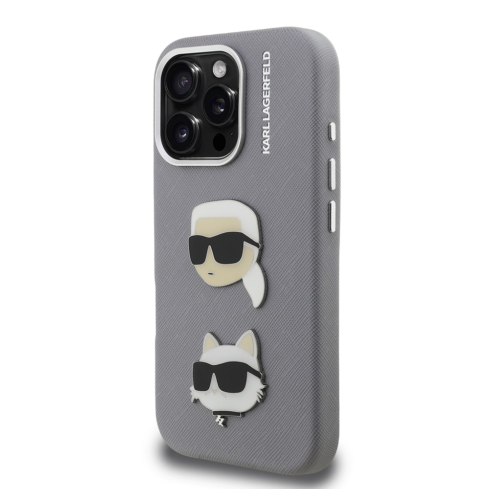 Apple iPhone 16 Pro Kılıf Karl Lagerfeld Orjinal Lisanslı K&C Heads Pin Kapak