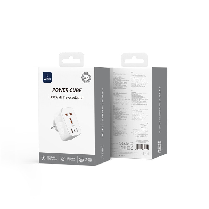 Wiwu Wi-UA008 GaN Tech PD Hızlı Şarj Özellikli Seyahat Şarj Başlığı 30W