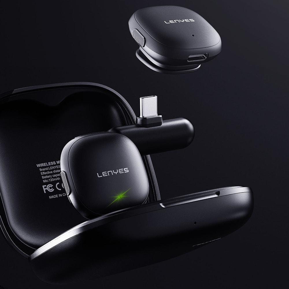 Lenyes LM210 Type-C Portlu Yapay Zeka Gürültü Önleyici Özellikli Kablosuz Yaka Mikrofonu