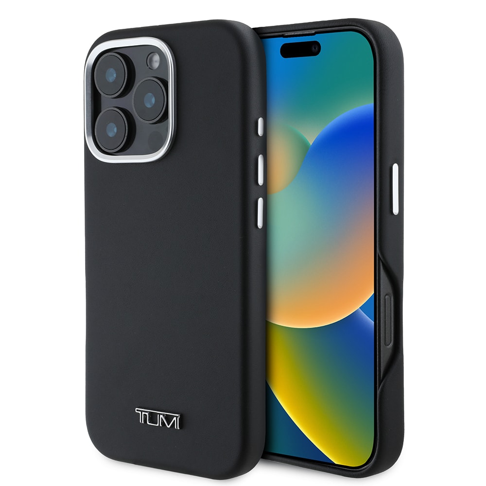 Apple iPhone 16 Pro Kılıf TUMI Orjinal Lisanslı M-safe Şarj Özellikli Metal Yazı Logolu PU Deri Kapak