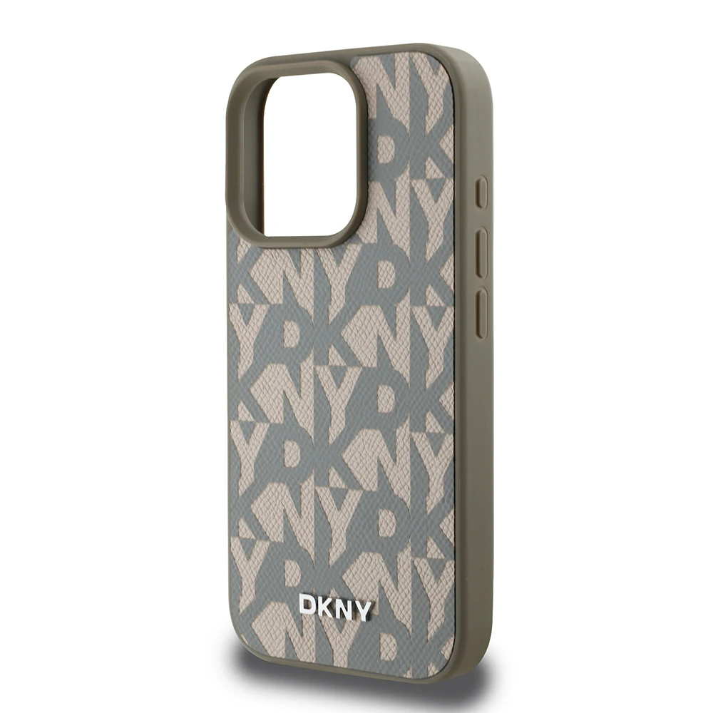 iPhone 16 Pro Max Kılıf DKNY Orjinal Lisanslı M-safe Şarj Özellikli 3D Yazılı Grid Pattern Kapak