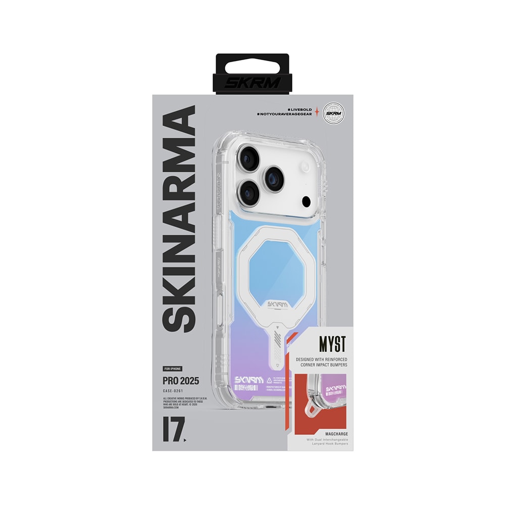 Apple iPhone 17 Pro Kılıf Skinarma M-Safe Şarj Özellikli IML Baskılı Holografik MYST Kapak