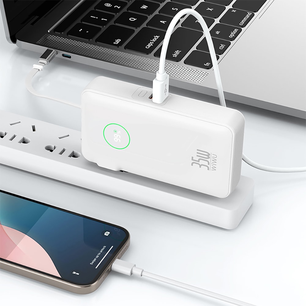 Wiwu Wi-P049 Noble Serisi Type-C Kablolu Dijital LED Göstergeli Powerbank PD 35W 10000mAh