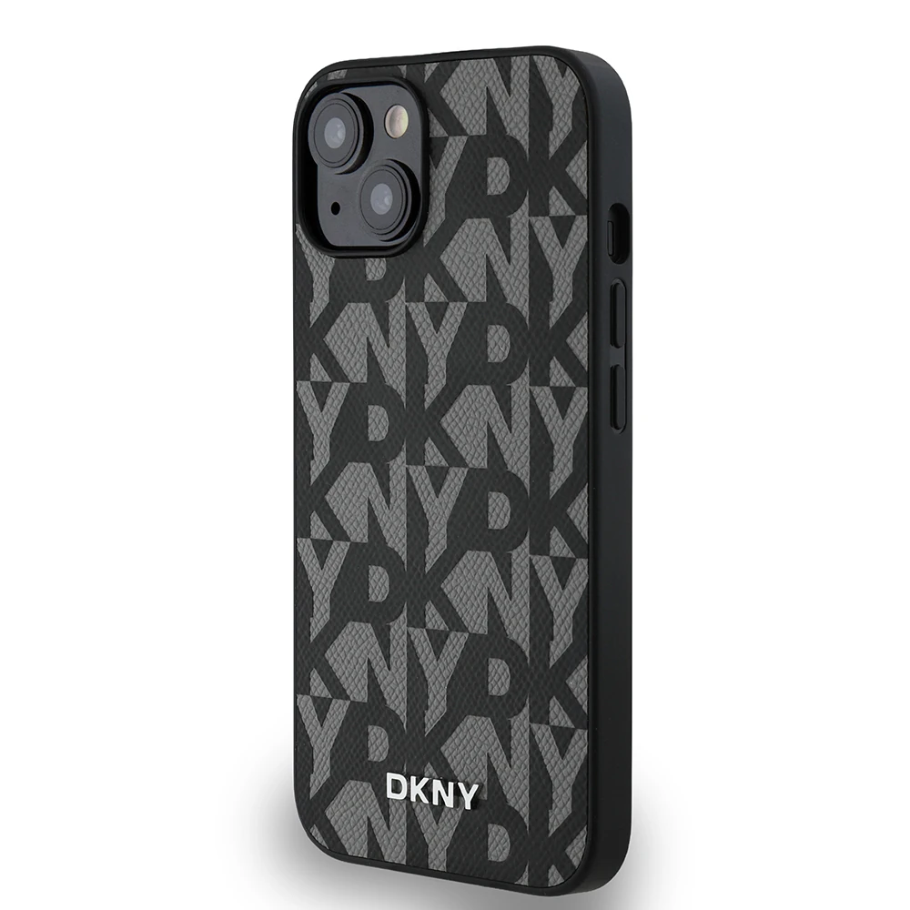 iPhone 14 Kılıf DKNY Orjinal Lisanslı M-safe Şarj Özellikli 3D Yazılı Grid Pattern Kapak