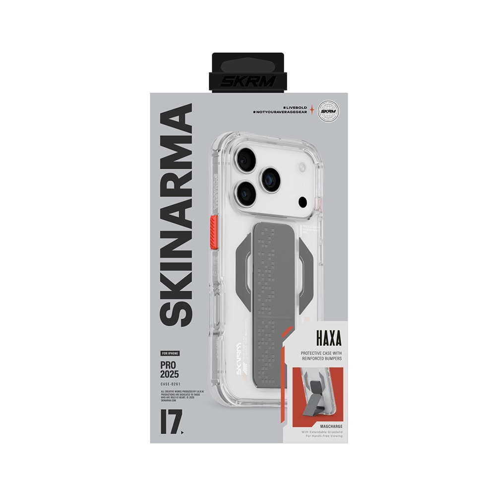 Apple iPhone 17 Pro Max Kılıf Skinarma M-Safe Şarj Özellikli Airbag Tasarımlı Standlı Haxa Kapak