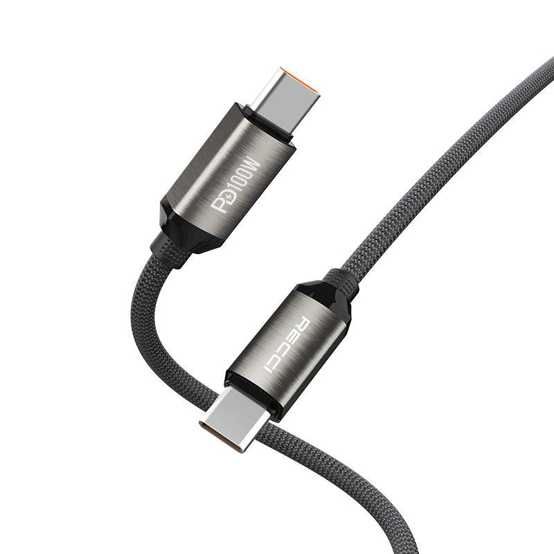 Recci RS45CC Type-C to Type-C PD 100W Örgü Tasarımlı Hızlı Şarj Özellikli Data ve Şarj Kablosu 1M