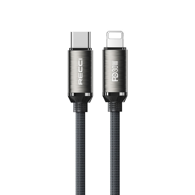 Recci RS35CL Type-C to Lightning PD 30W Örgü Tasarımlı Hızlı Şarj Özellikli Data ve Şarj Kablosu 1M