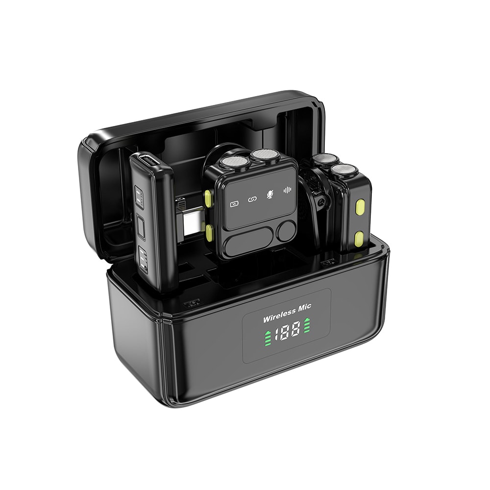 Wiwu Wi-WM005 2in1 Type-C ve Lightning Portlu ANC Özellikli Kablosuz Yaka Mikrofonu