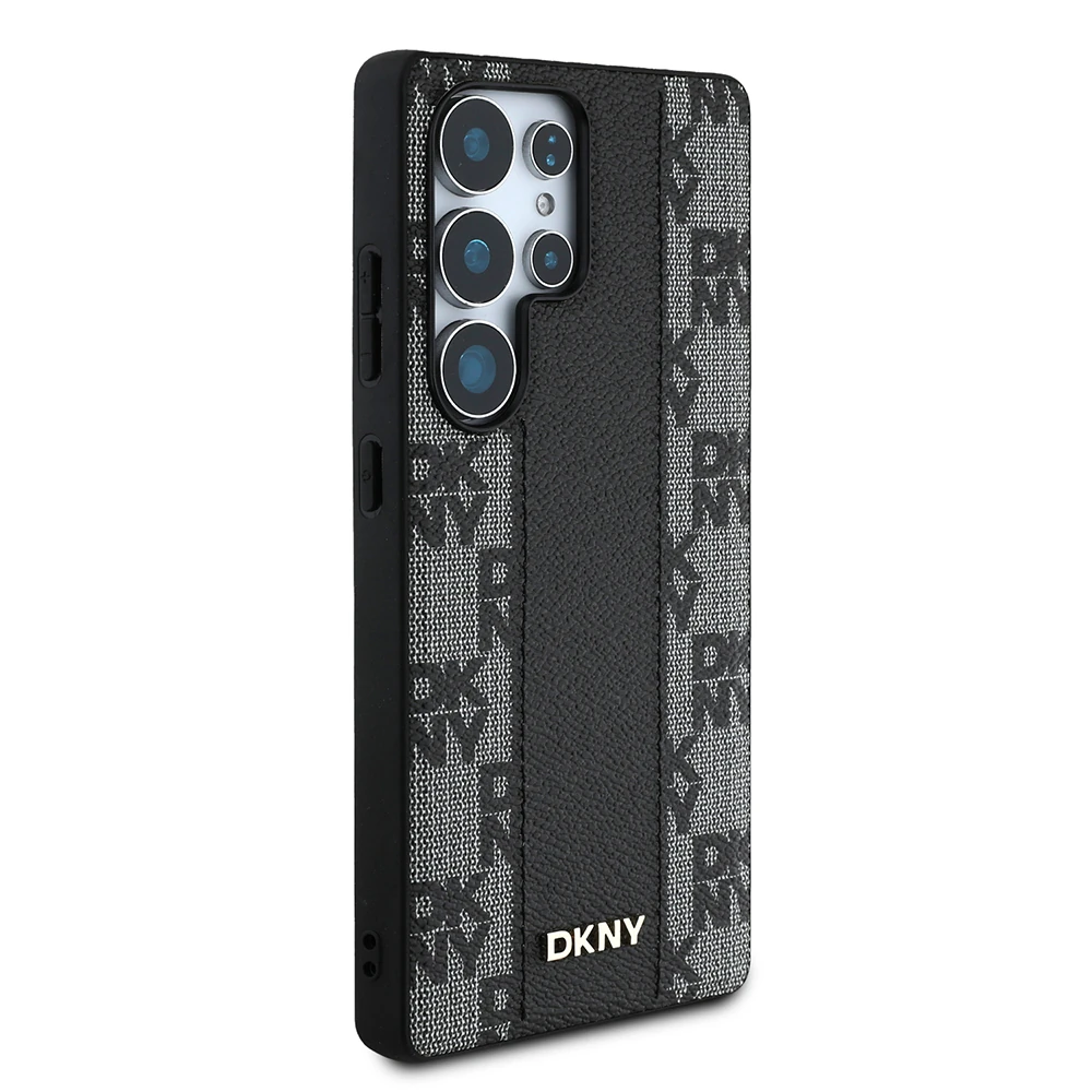 Galaxy S25 Ultra Kılıf DKNY Orjinal Lisanslı M-safe Şarj Özellikli 3D Yazılı Checkered Pattern Kapak
