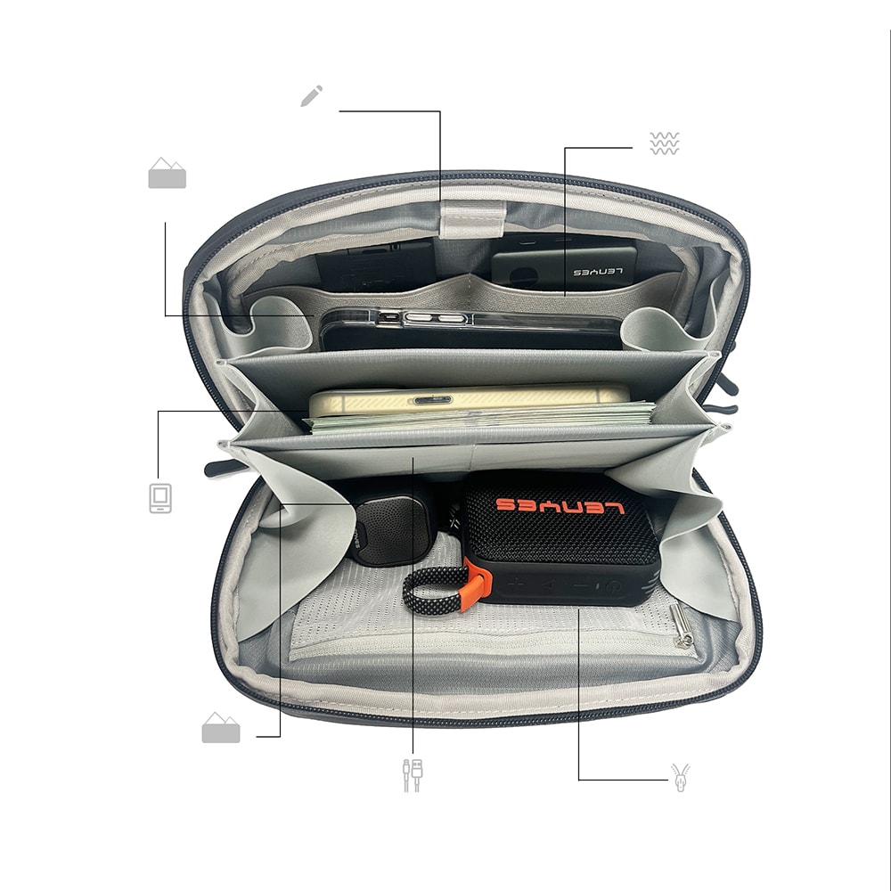 Lenyes LB561 Su Geçirmez Aşınmaya ve Çizilmeye Dayanıklı Çapraz Vücut Askılı Aksesuar Çantası 25.5cm