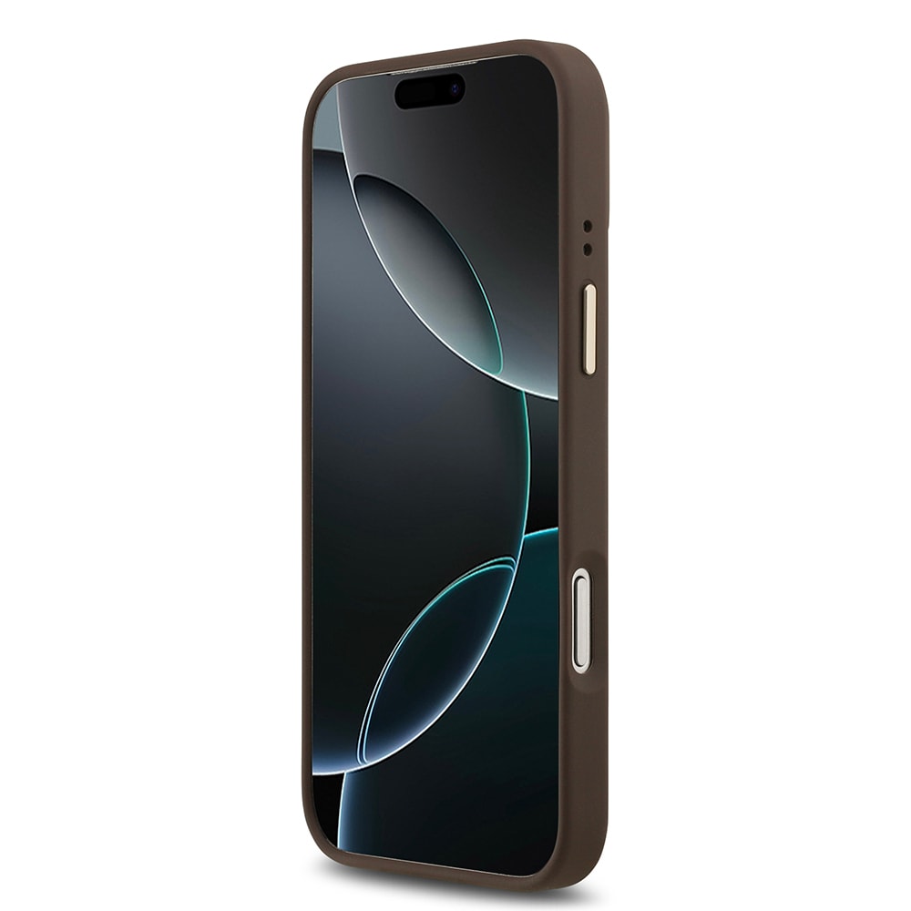 Apple iPhone 17 Pro Max Kılıf Guess Orjinal Lisanslı M-safe Şarj Özellikli 4G Desenli PU Metal Plaka Klasik Logolu Kapak