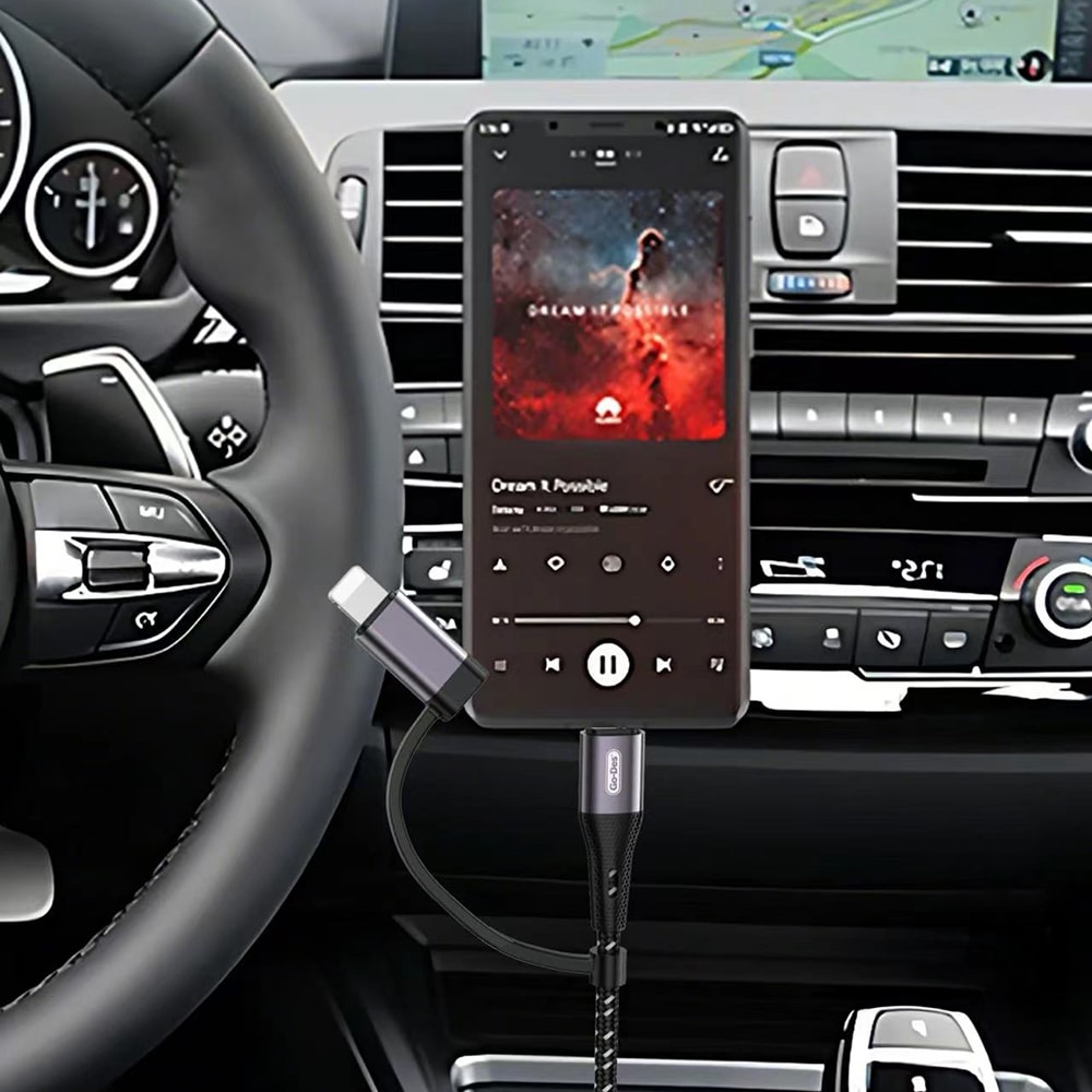 Go Des GAC-172 2in1 Type-C & Lightning to 3.5mm AUX Audio Kablo 1M