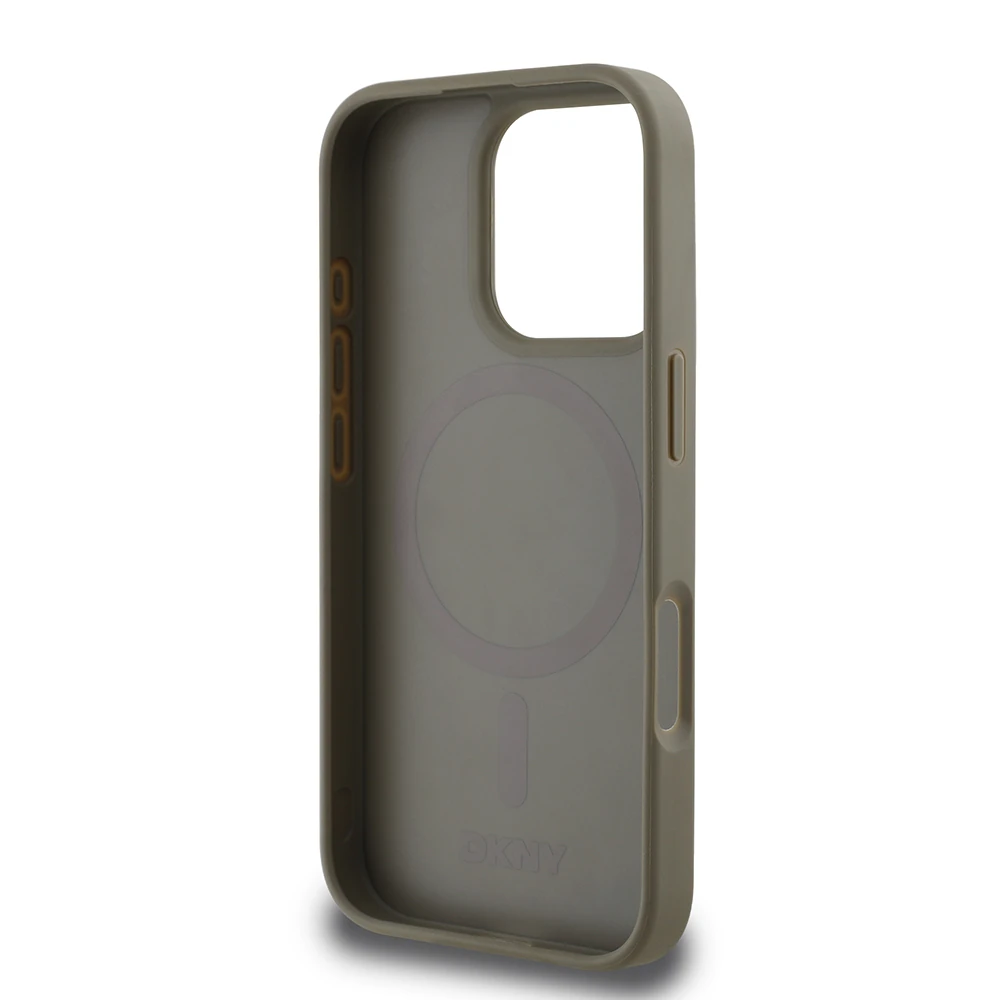 iPhone 16 Pro Kılıf DKNY Orjinal Lisanslı M-safe Şarj Özellikli 3D Yazılı Grid Pattern Kapak