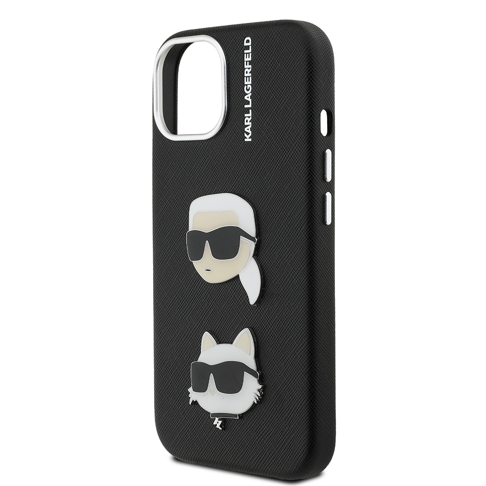 Apple iPhone 15 Kılıf Karl Lagerfeld Orjinal Lisanslı K&C Heads Pin Kapak