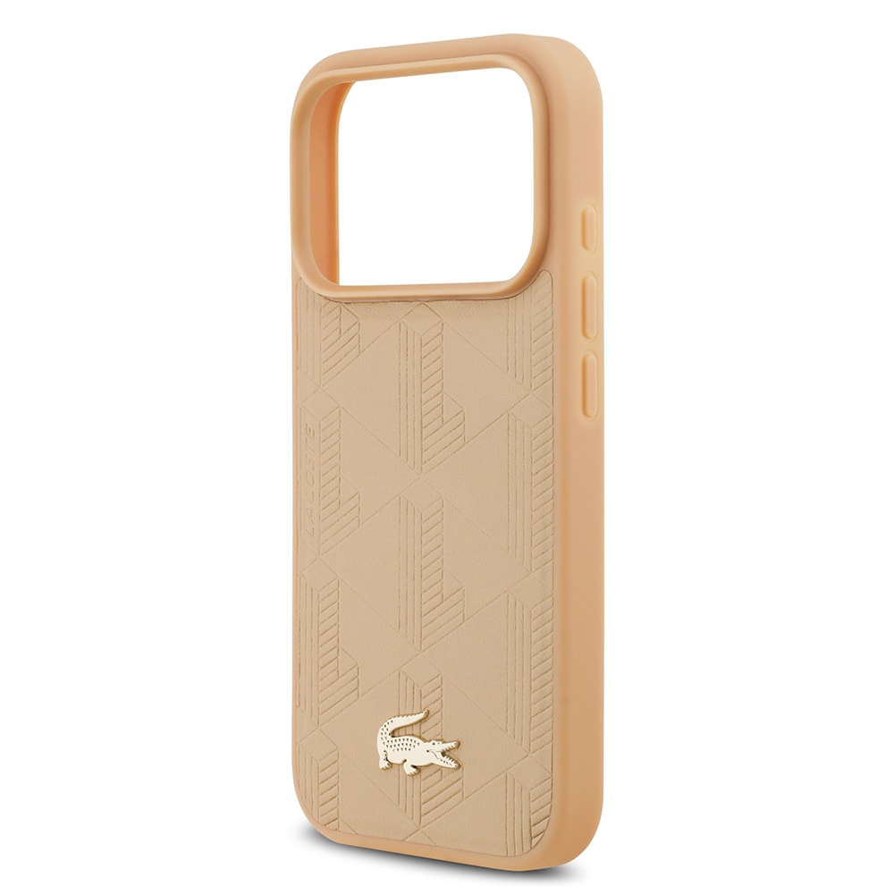 Apple iPhone 17 Pro Kılıf Lacoste Orjinal Lisanslı M-safe Şarj Özellikli PU Deri Tasarımlı Karışık Monogram Desenli Kapak