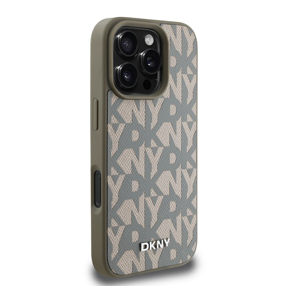 iPhone 16 Pro Max Kılıf DKNY Orjinal Lisanslı M-safe Şarj Özellikli 3D Yazılı Grid Pattern Kapak