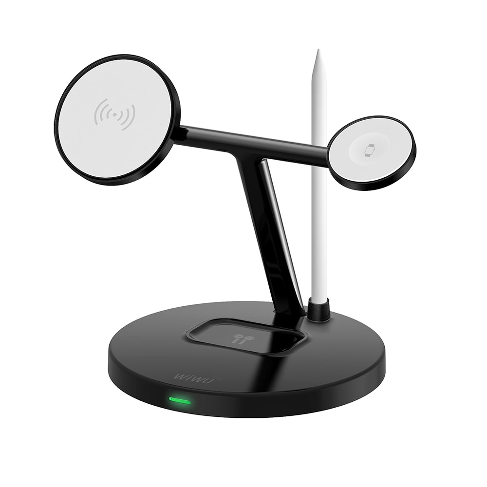 Wiwu Wi-W032 4 in 1 Magnetik Hızlı Şarj Özellikli Kablosuz Şarj Standı 15W image