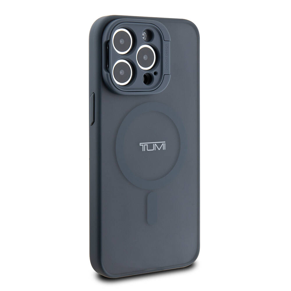 Apple iPhone 15 Pro Max Kılıf TUMI Orjinal Lisanslı M-safe Şarj Özellikli Kamera Standlı Buzlu Mat Kapak