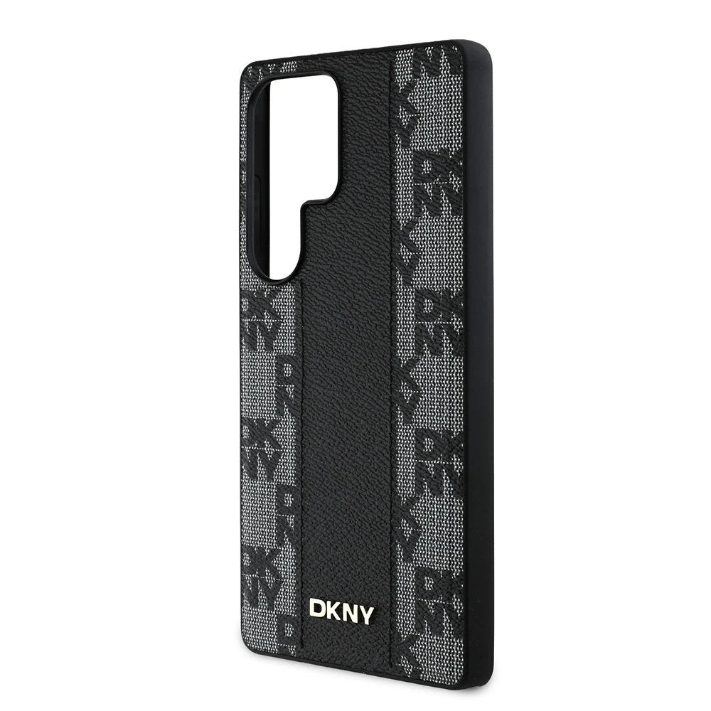 Galaxy S25 Ultra Kılıf DKNY Orjinal Lisanslı M-safe Şarj Özellikli 3D Yazılı Checkered Pattern Kapak