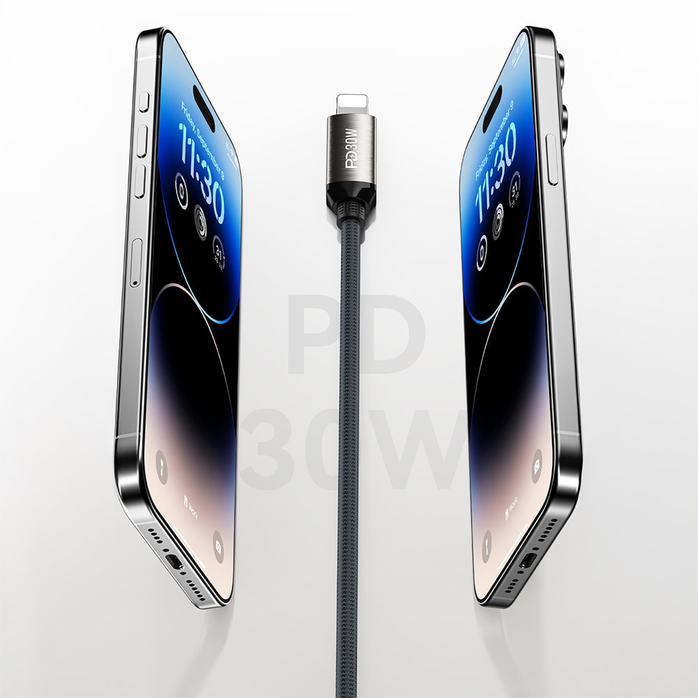 Recci RS35CL Type-C to Lightning PD 30W Örgü Tasarımlı Hızlı Şarj Özellikli Data ve Şarj Kablosu 1M